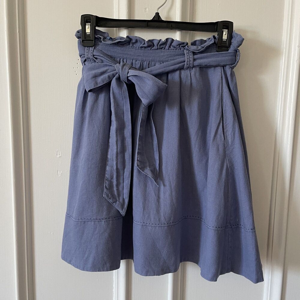 Cornflower Blue Odille Skirt - Size 0 - Tie Belt, Lined